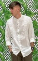 GIANNI LUPO Camicia Coreana di Lino - Bianco
