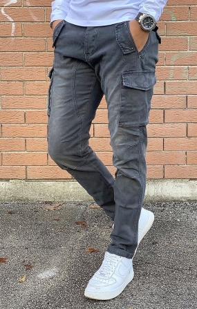 GIANNI LUPO Pantalone Cargo Slim Fit - Grigio