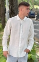 GIANNI LUPO Camicia di Lino con Colletto - Bianco