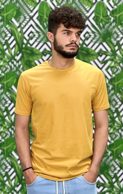 GIANNI LUPO T-shirt Basica Taglio Vivo - Senape