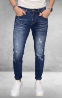 Jeans Uomo con Rotture e Schizzi di Vernice Capri Fit